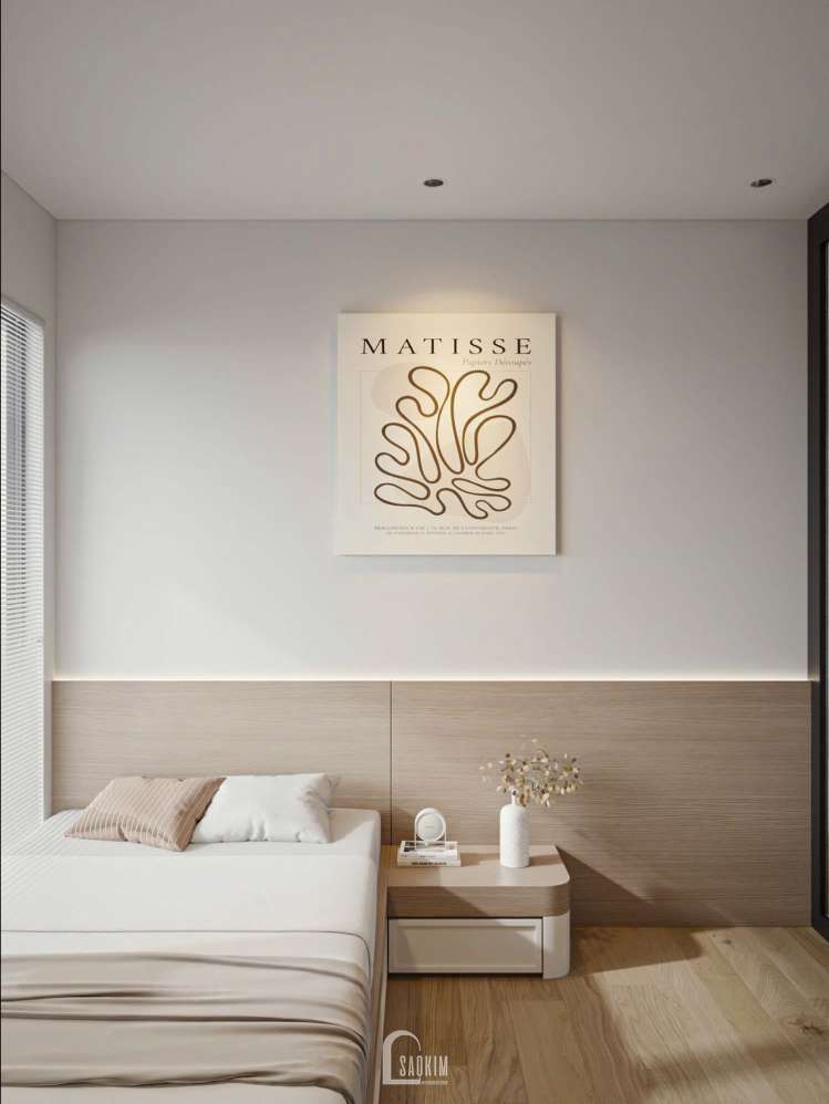 Không gian phòng ngủ 3 mang phong cách Hiện đại mix Japandi tại căn hộ Masteri Vinhomes Ocean Park 
